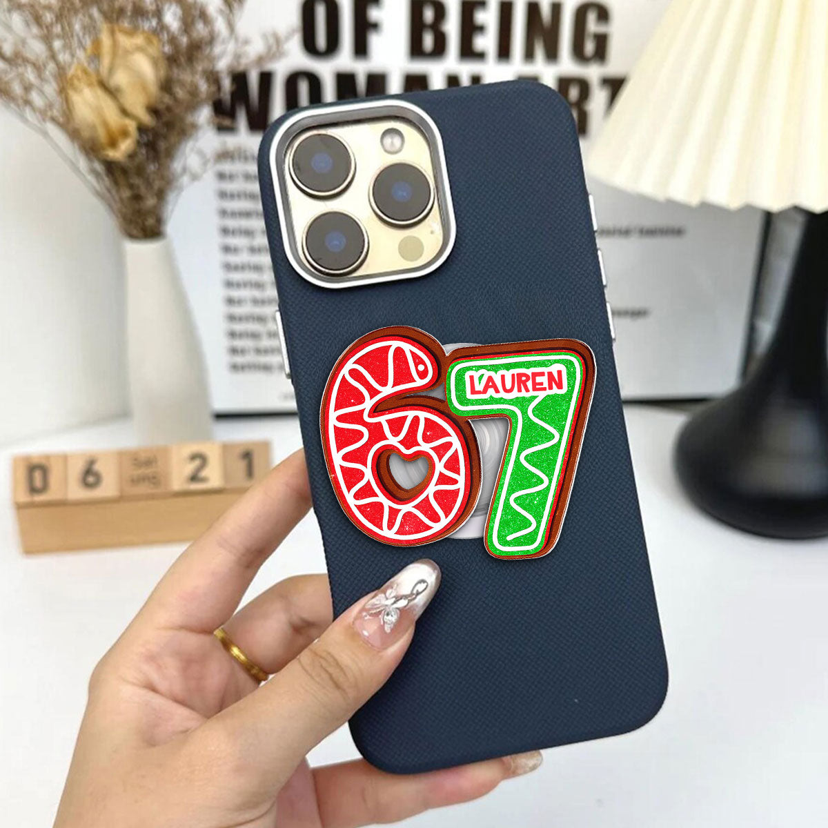 Custom Six Seven - Personalized Acrylic Magnetic Phone Grip - Teen Slang Funny Tree Decor, Funny Teen Grandkid Gift