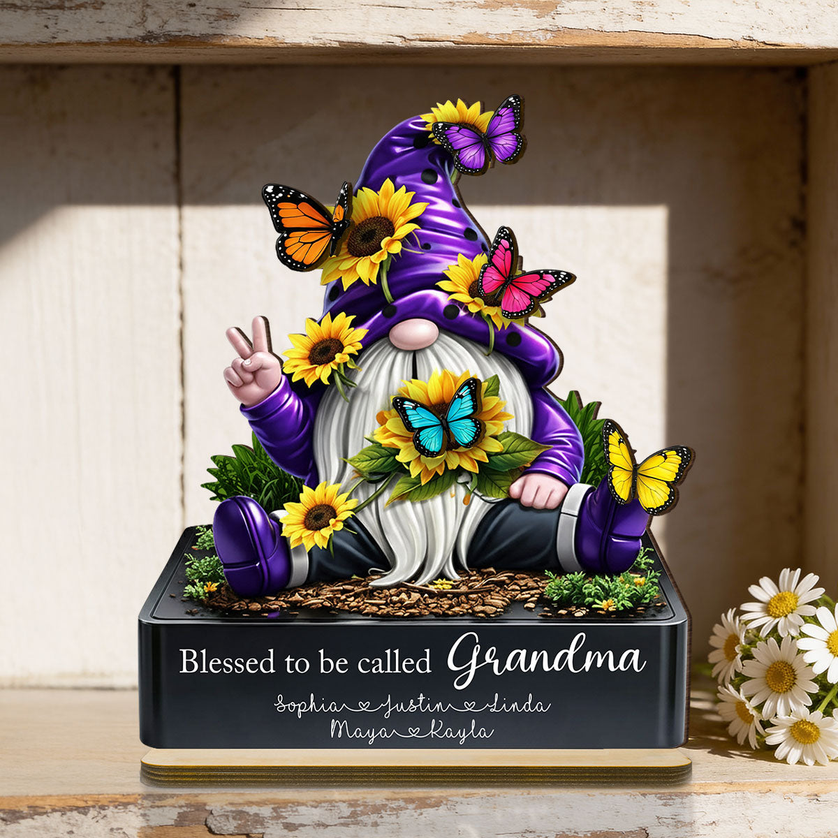 Blessed to Be Called Grandma - Personalized 2-Layered Wooden Plaque - Heartfelt Gift for Grandma