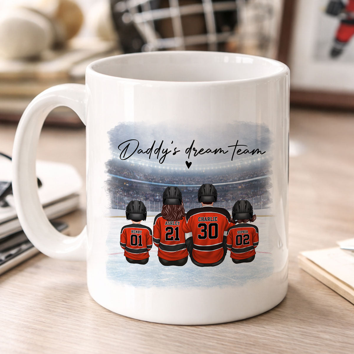 Daddy's Dream Team Hockey Family - Personalized Mug - Gift For Hockey Family