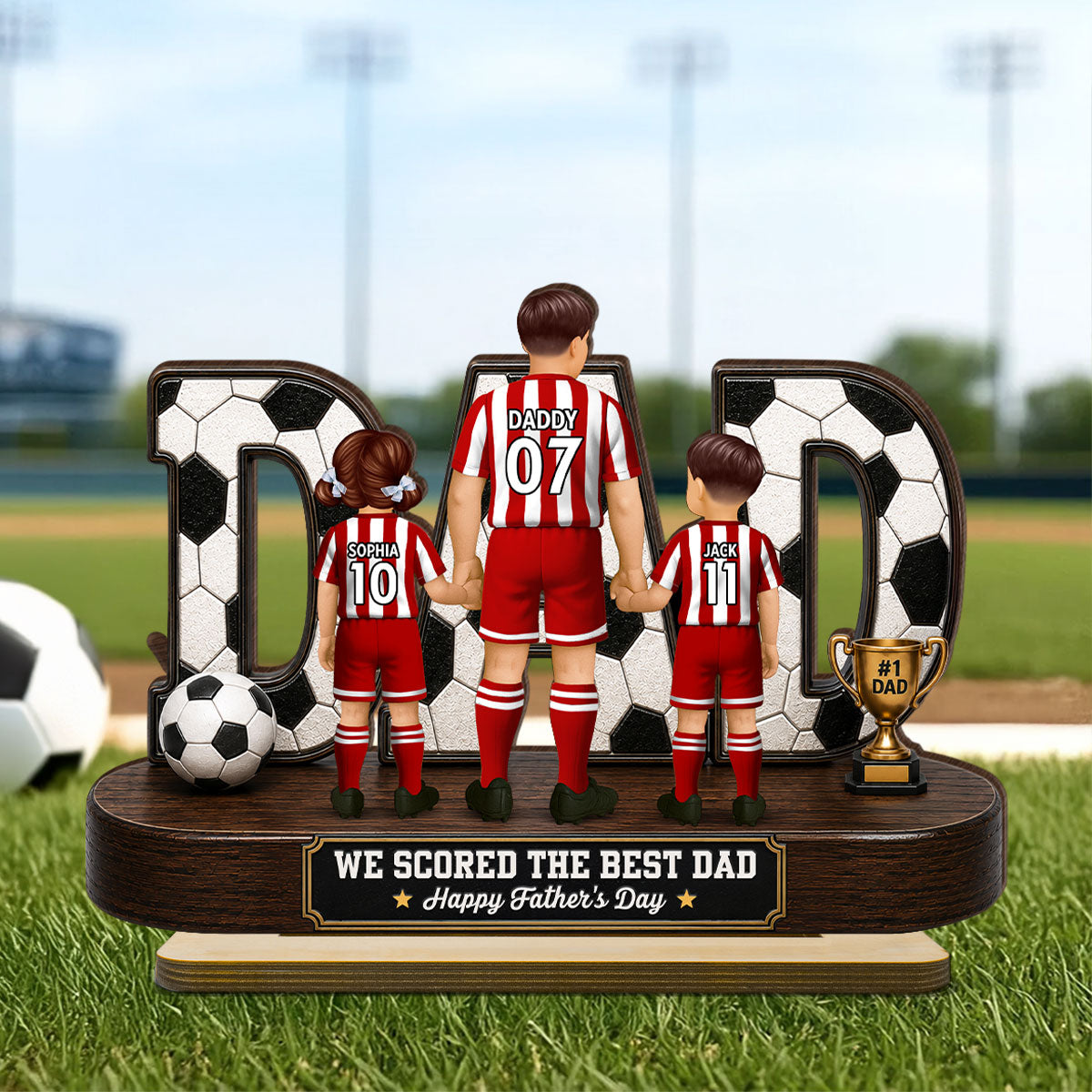 Soccer Dad Legend We Scored The Best Dad Back View - Personalized 2-Layered Wooden Plaque -  Gift For Dad, Husband, Soccer Lovers
