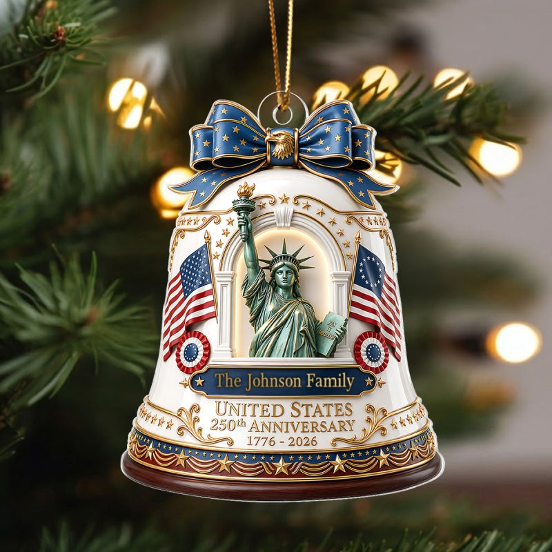 250th Anniversary of Americana - Personalized Acrylic Ornament - Patriotic Christmas in July Decor