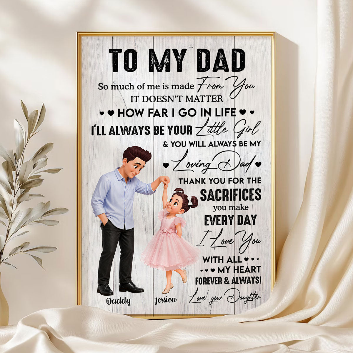 To My Dad I'll Always Be Your Little Girl Dad And Daughter Dancing - Personalized Poster - Father's Day Gift For Dad, Husband