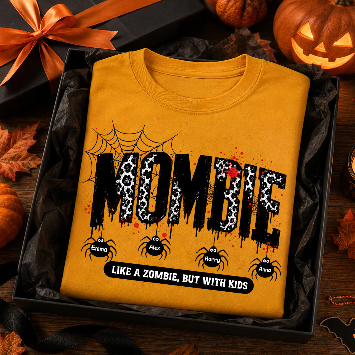Mombie Like a Zombie But with Kids - Personalized Shirt - Spooky Funny Halloween Shirt for Mom, Wife