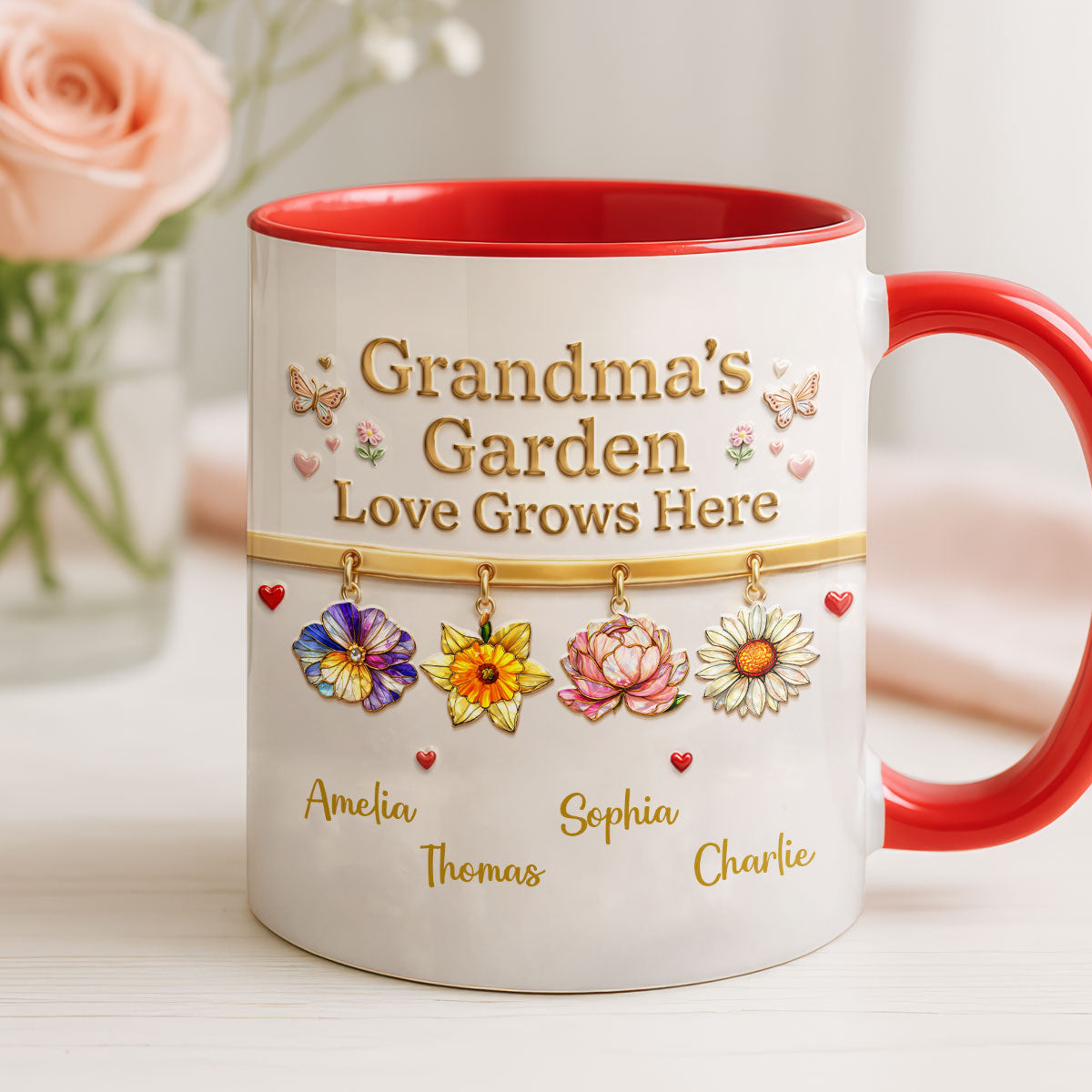 Grandma's Garden Love Grows Here, Custom Birth Flower - Personalized Mug - Mother's Day Gift for Grandma, Mom