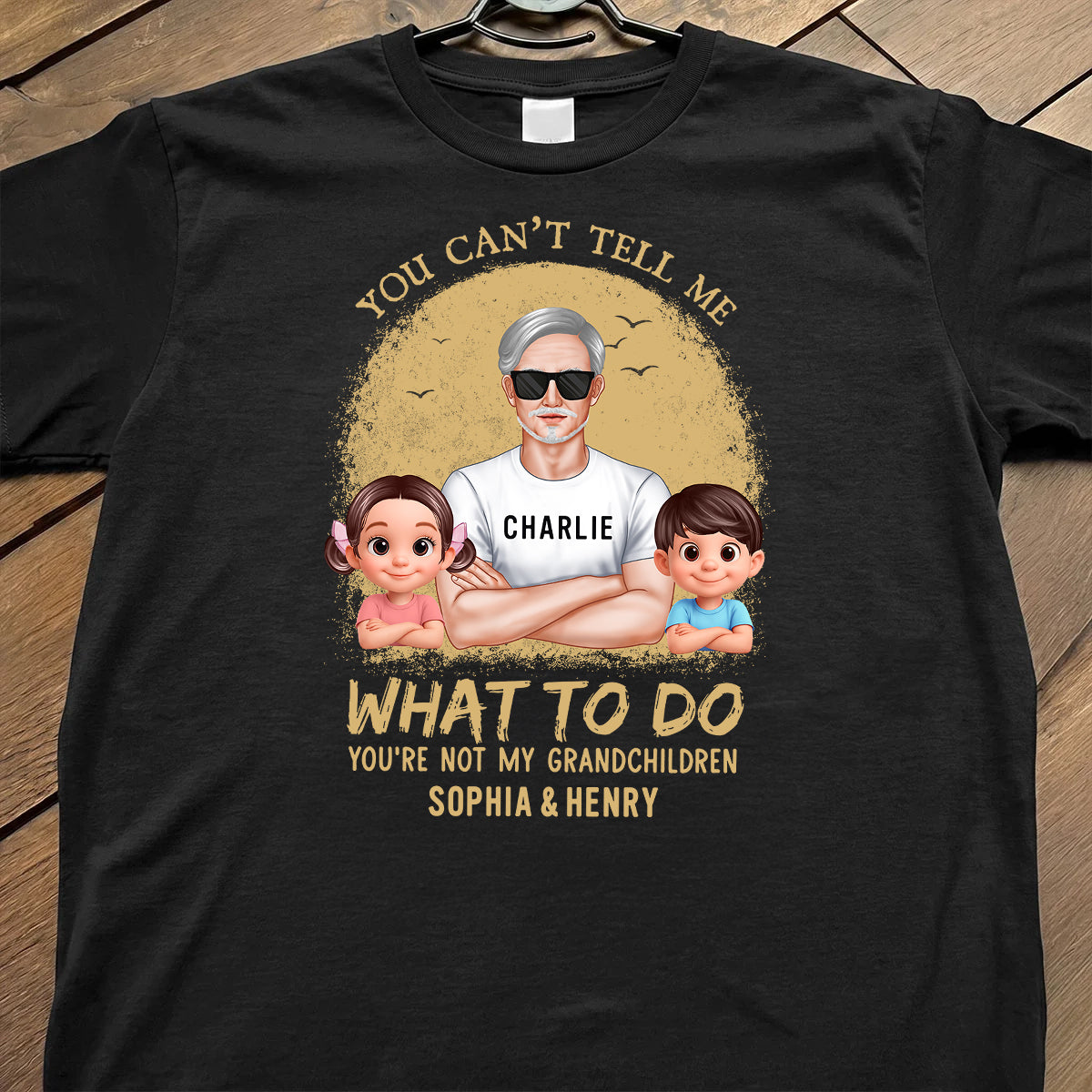 You Can't Tell Me What To Do Grandpa Retro - Personalized Shirt - Father's Day Gift for Cat Dads, Husband