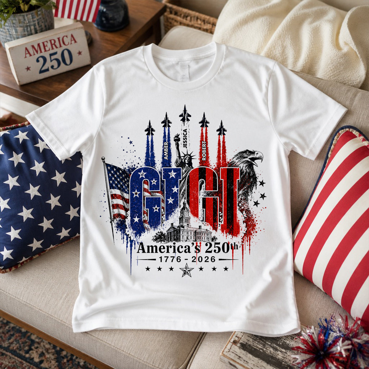 Patriotic Grandma USA 250th Anniversary - Personalized Shirt - Gift For Mom, Grandma, Wife