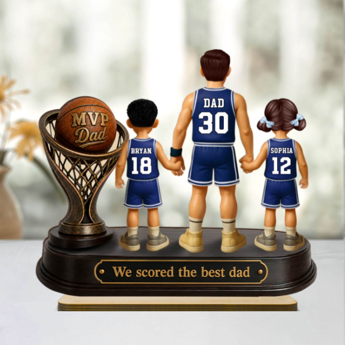 We Scored the Best Dad Basketball Trophy - Personalized 2-Layered Wooden Plaque -  Gift for Dad, Husband