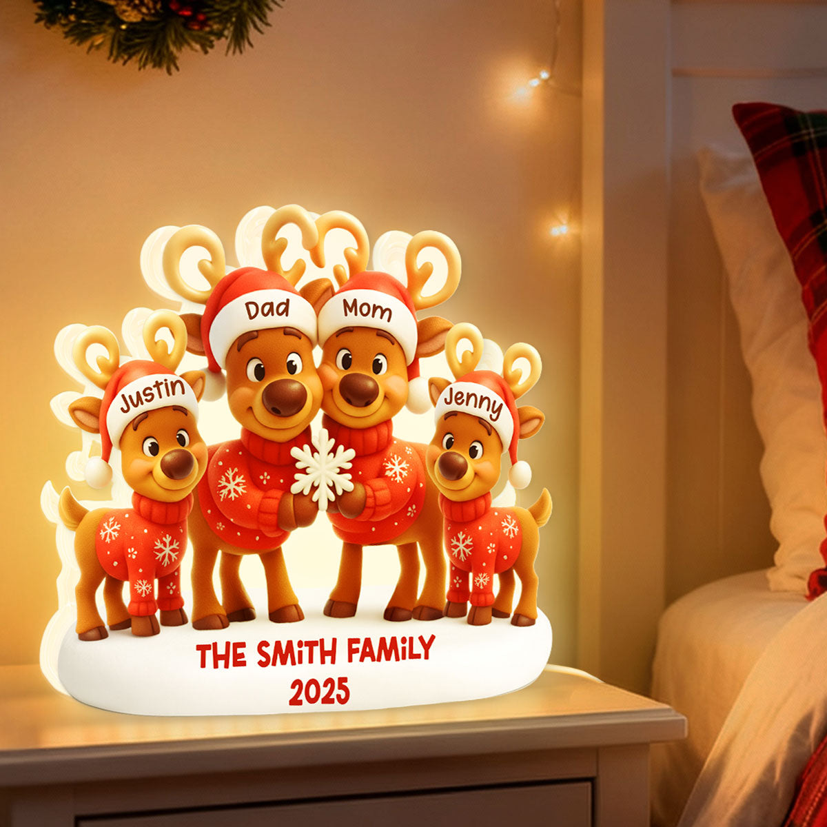 Family Reindeer - Personalized Light Box - Heartwarming Festive Christmas Decor