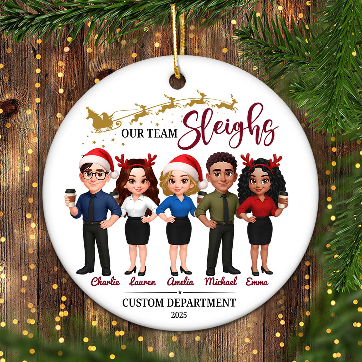 Best Team Ever Coworkers - Personalized Ceramic Ornament - Company Christmas Gift for Employees