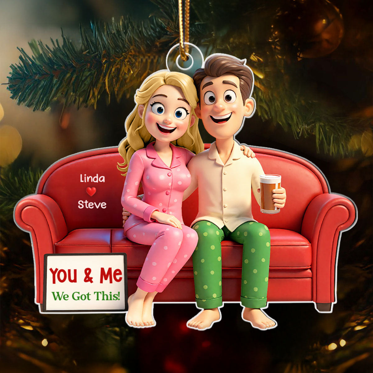 Cartoon Couple You & Me We Got This - Personalized Acrylic Ornament - Christmas Gift for him, Gift for her