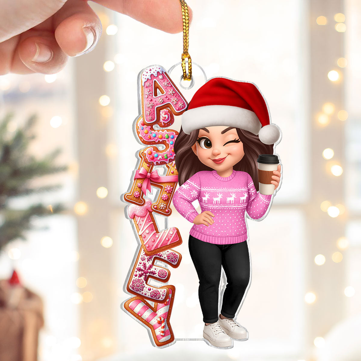 Custom Name Gingerbread Alphabet - Personalized Acrylic Ornament - Christmas Gift for Besties