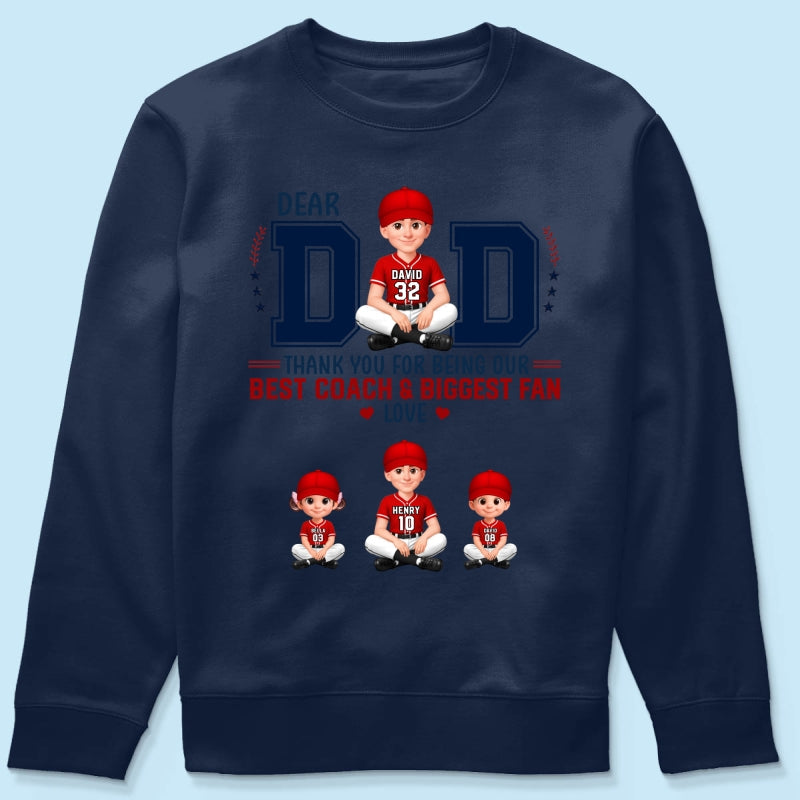 Baseball Dear Dad Thank You - Personalized Shirt - Father's Day Gift For Baseball Dad