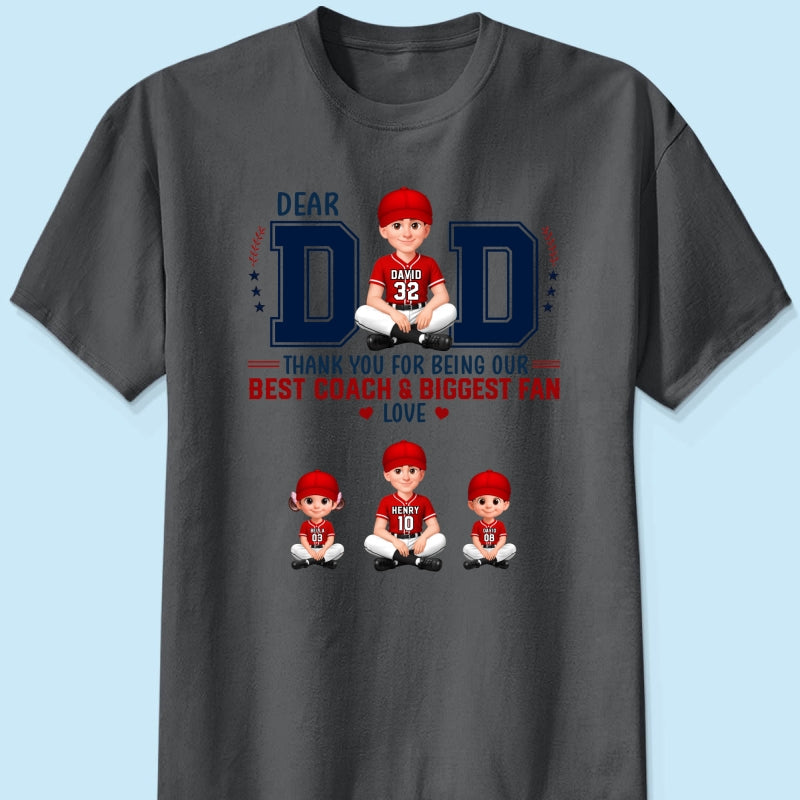 Baseball Dear Dad Thank You - Personalized Shirt - Father's Day Gift For Baseball Dad
