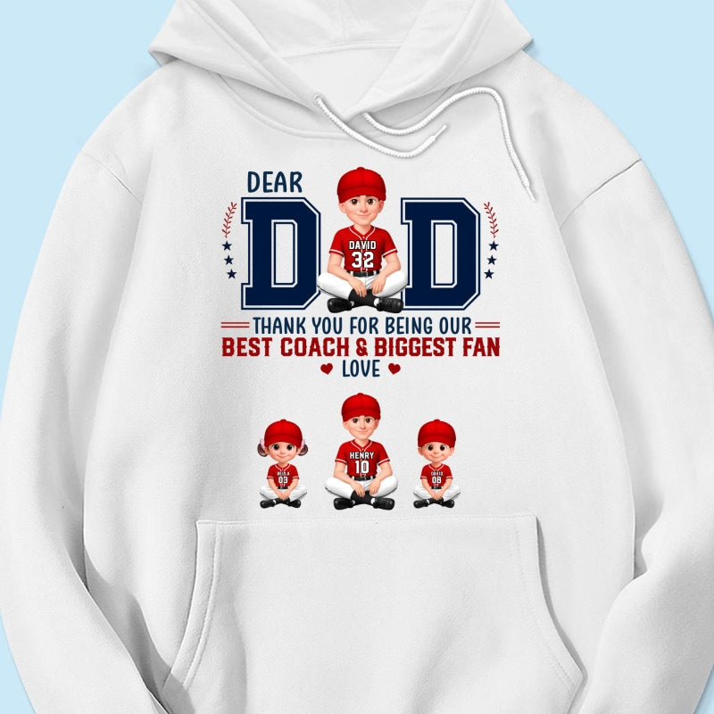 Baseball Dear Dad Thank You - Personalized Shirt - Father's Day Gift For Baseball Dad
