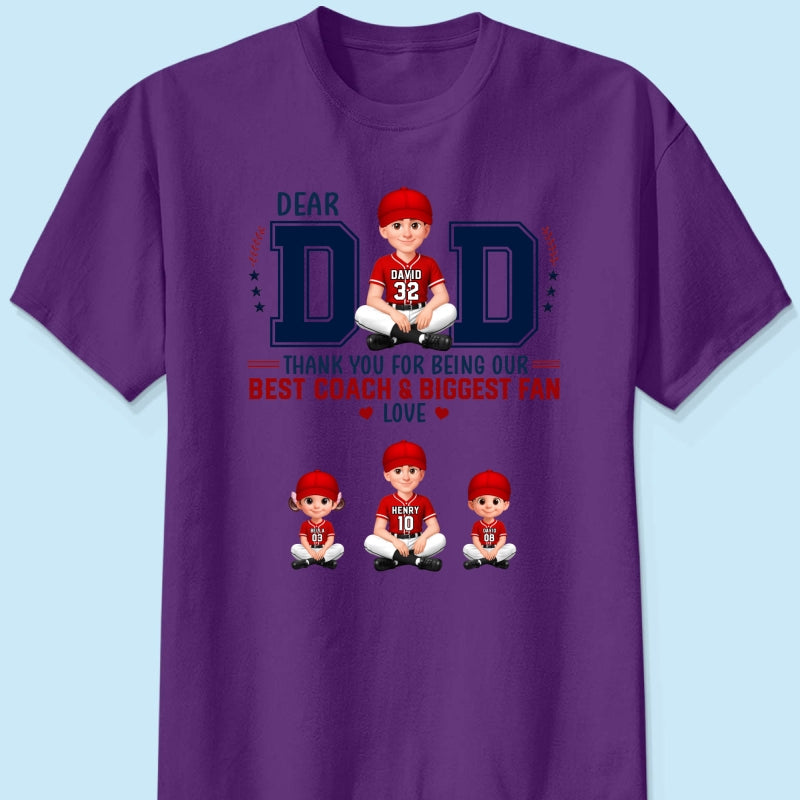 Baseball Dear Dad Thank You - Personalized Shirt - Father's Day Gift For Baseball Dad