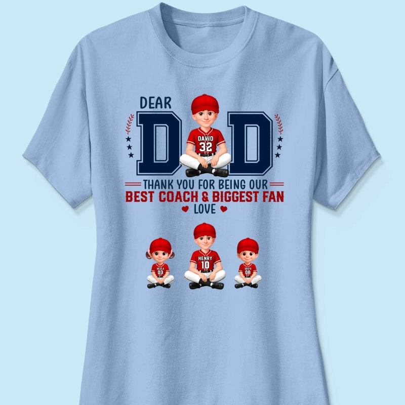 Baseball Dear Dad Thank You - Personalized Shirt - Father's Day Gift For Baseball Dad