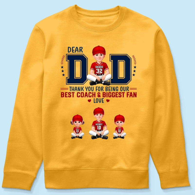 Baseball Dear Dad Thank You - Personalized Shirt - Father's Day Gift For Baseball Dad