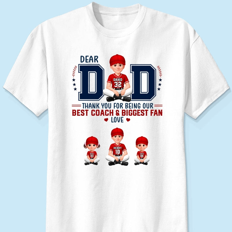 Baseball Dear Dad Thank You - Personalized Shirt - Father's Day Gift For Baseball Dad