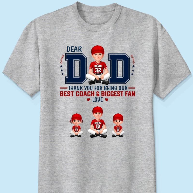 Baseball Dear Dad Thank You - Personalized Shirt - Father's Day Gift For Baseball Dad