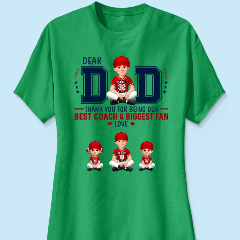 Baseball Dear Dad Thank You - Personalized Shirt - Father's Day Gift For Baseball Dad