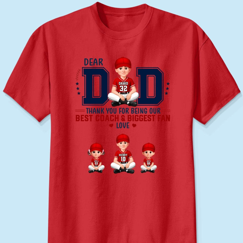 Baseball Dear Dad Thank You - Personalized Shirt - Father's Day Gift For Baseball Dad