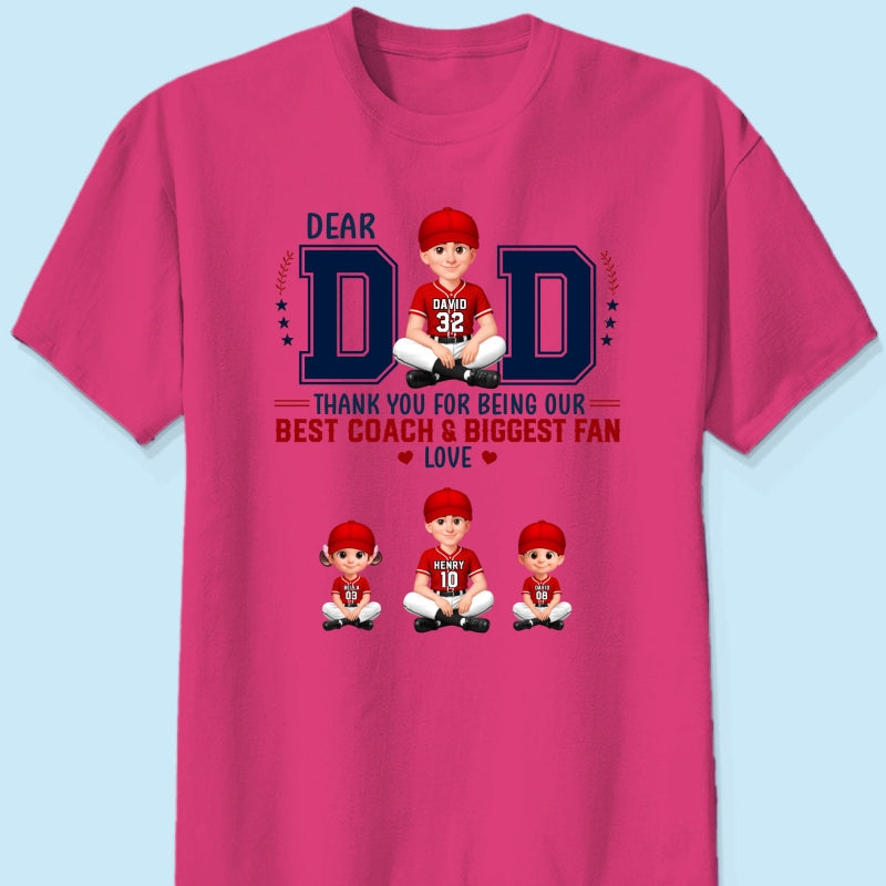 Baseball Dear Dad Thank You - Personalized Shirt - Father's Day Gift For Baseball Dad