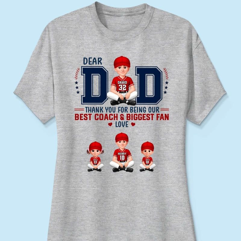 Baseball Dear Dad Thank You - Personalized Shirt - Father's Day Gift For Baseball Dad