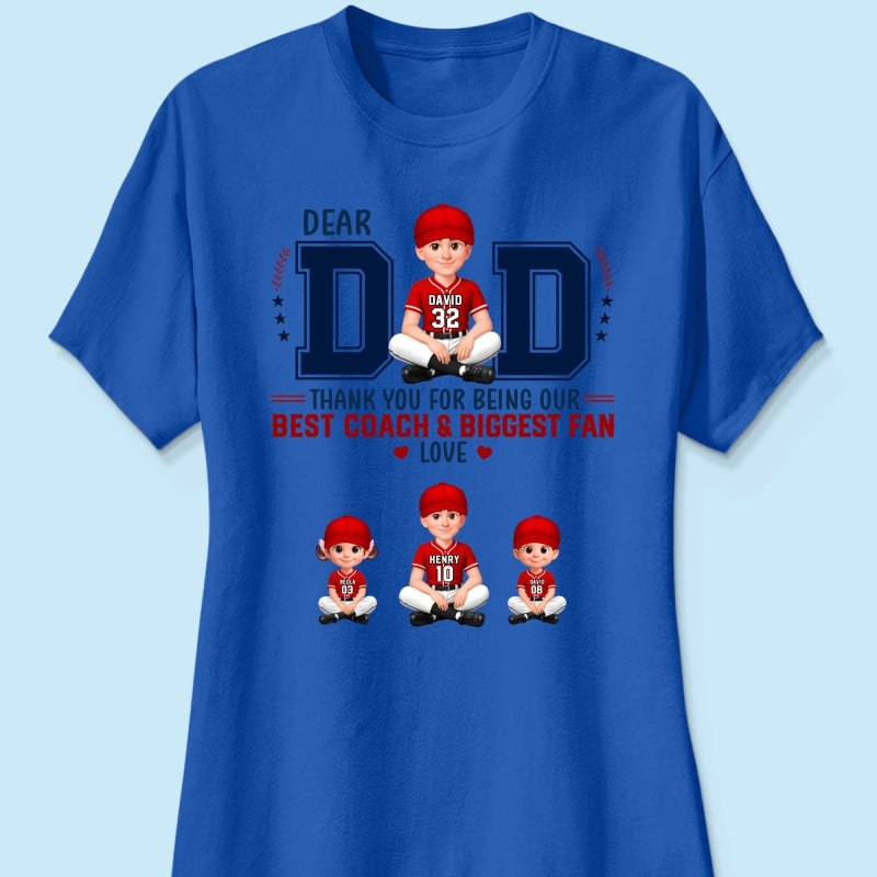 Baseball Dear Dad Thank You - Personalized Shirt - Father's Day Gift For Baseball Dad
