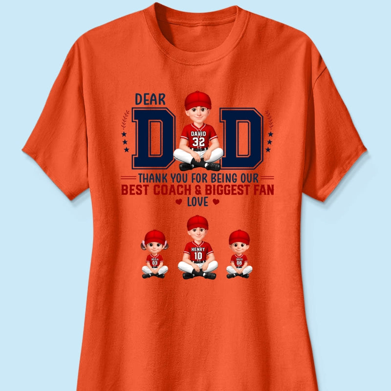 Baseball Dear Dad Thank You - Personalized Shirt - Father's Day Gift For Baseball Dad