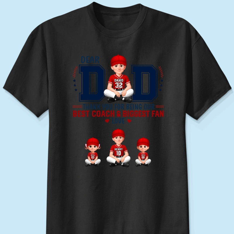 Baseball Dear Dad Thank You - Personalized Shirt - Father's Day Gift For Baseball Dad
