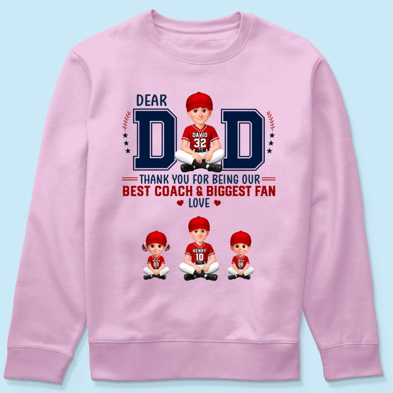 Baseball Dear Dad Thank You - Personalized Shirt - Father's Day Gift For Baseball Dad