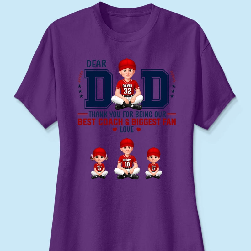 Baseball Dear Dad Thank You - Personalized Shirt - Father's Day Gift For Baseball Dad