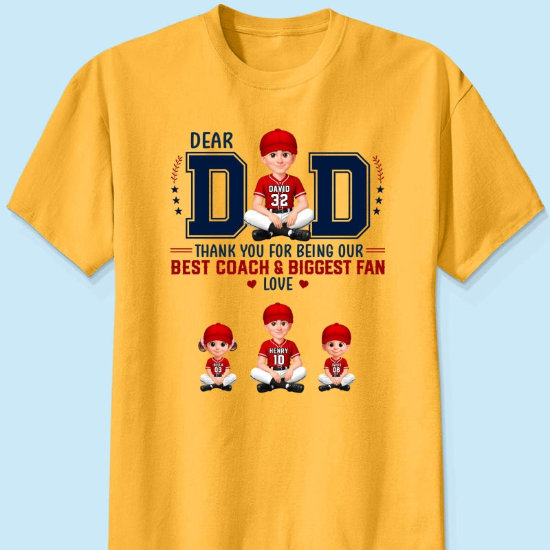 Baseball Dear Dad Thank You - Personalized Shirt - Father's Day Gift For Baseball Dad