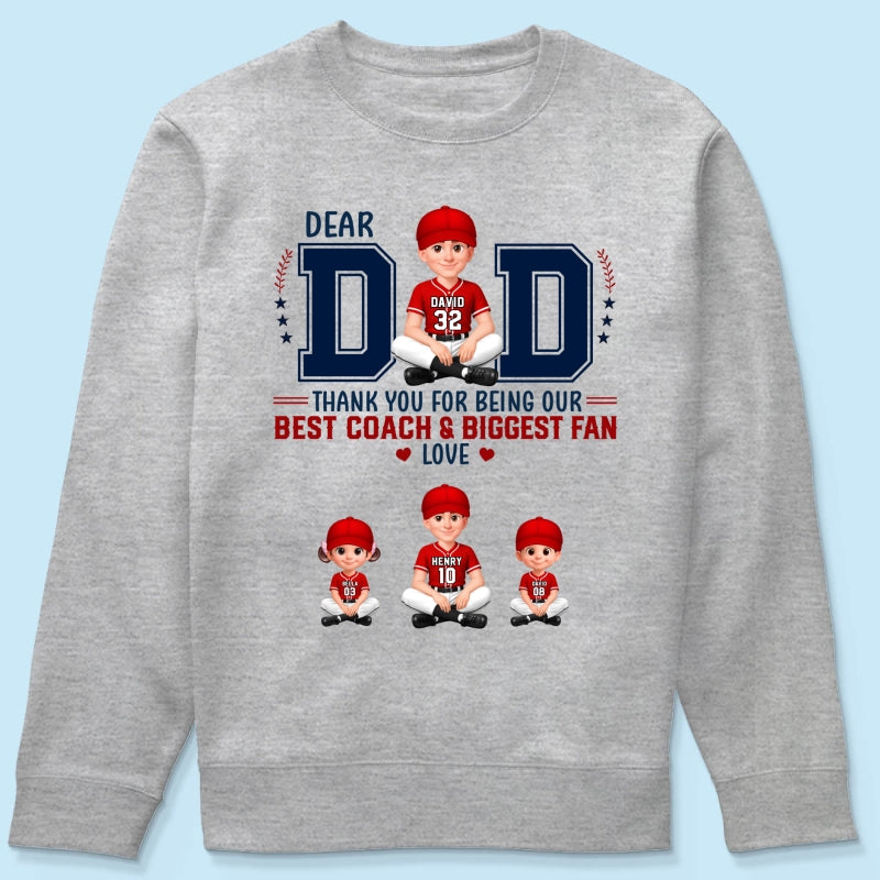 Baseball Dear Dad Thank You - Personalized Shirt - Father's Day Gift For Baseball Dad