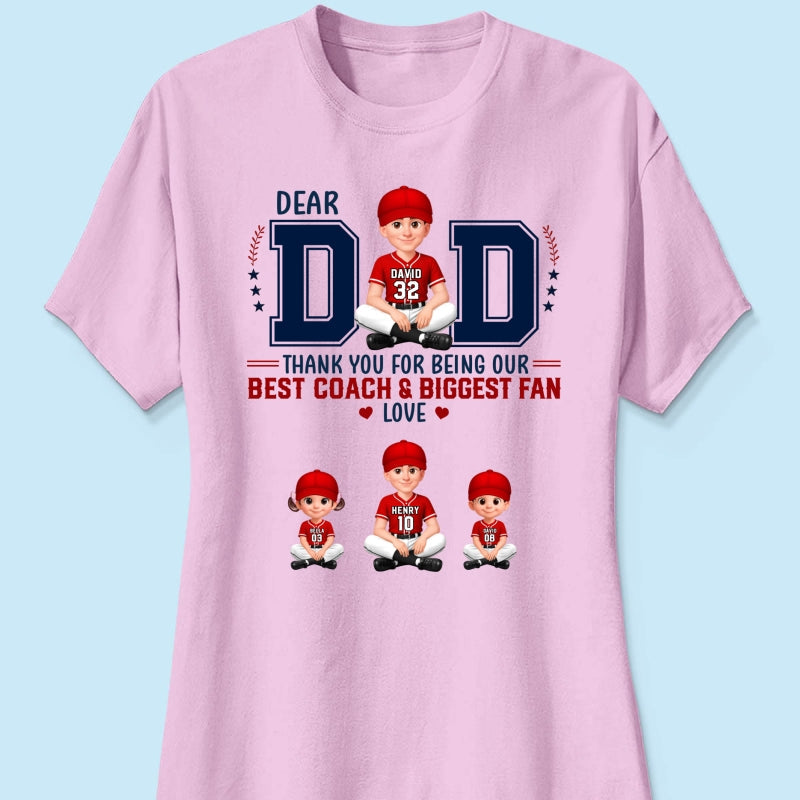 Baseball Dear Dad Thank You - Personalized Shirt - Father's Day Gift For Baseball Dad