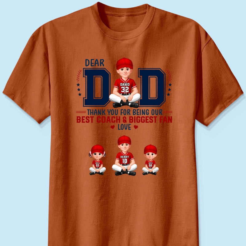 Baseball Dear Dad Thank You - Personalized Shirt - Father's Day Gift For Baseball Dad