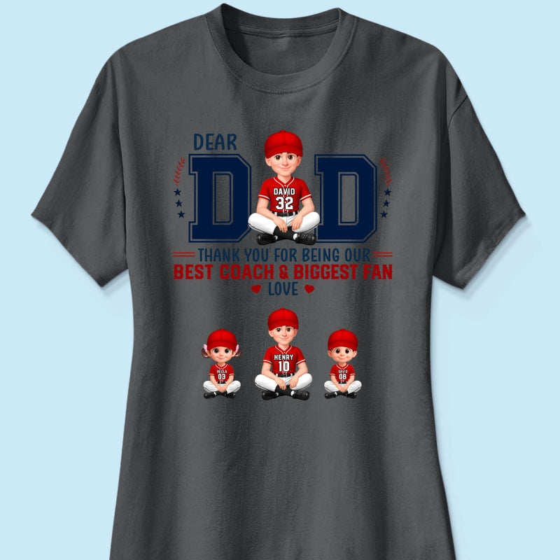 Baseball Dear Dad Thank You - Personalized Shirt - Father's Day Gift For Baseball Dad