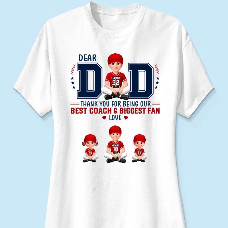 Baseball Dear Dad Thank You - Personalized Shirt - Father's Day Gift For Baseball Dad