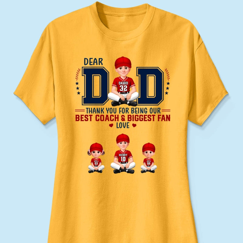 Baseball Dear Dad Thank You - Personalized Shirt - Father's Day Gift For Baseball Dad
