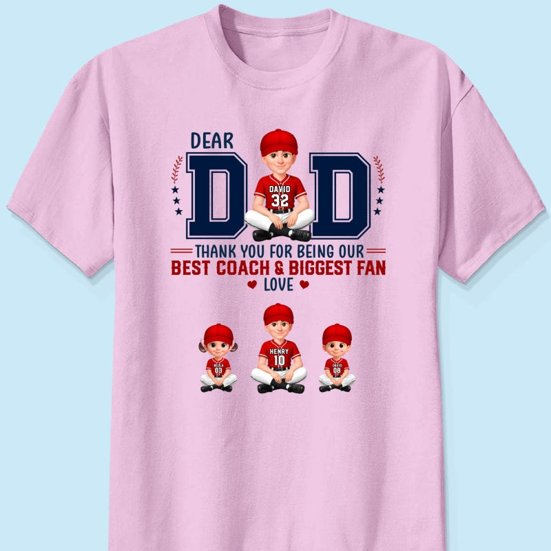 Baseball Dear Dad Thank You - Personalized Shirt - Father's Day Gift For Baseball Dad