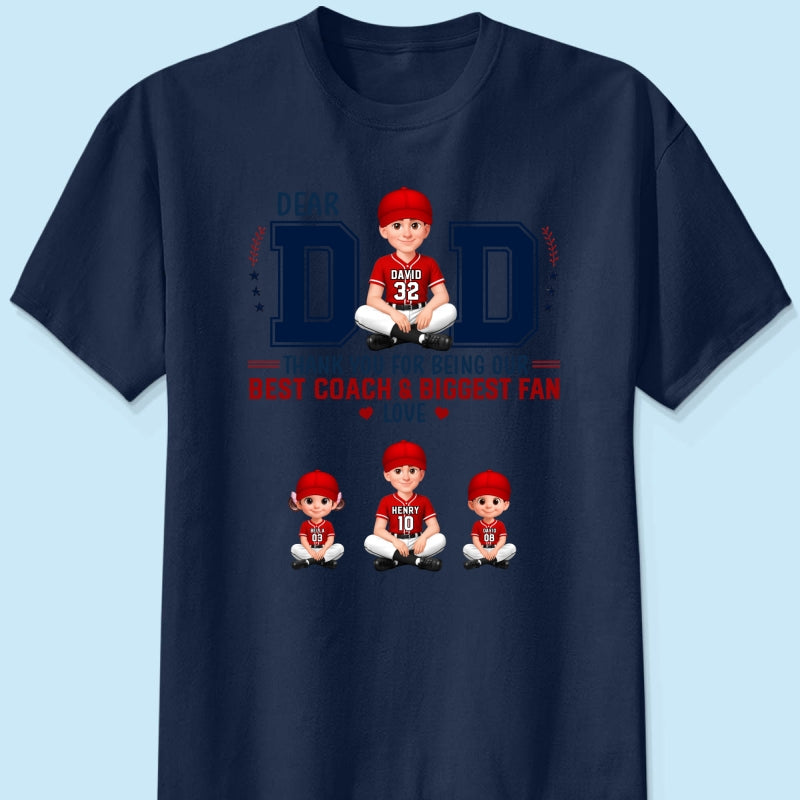 Baseball Dear Dad Thank You - Personalized Shirt - Father's Day Gift For Baseball Dad