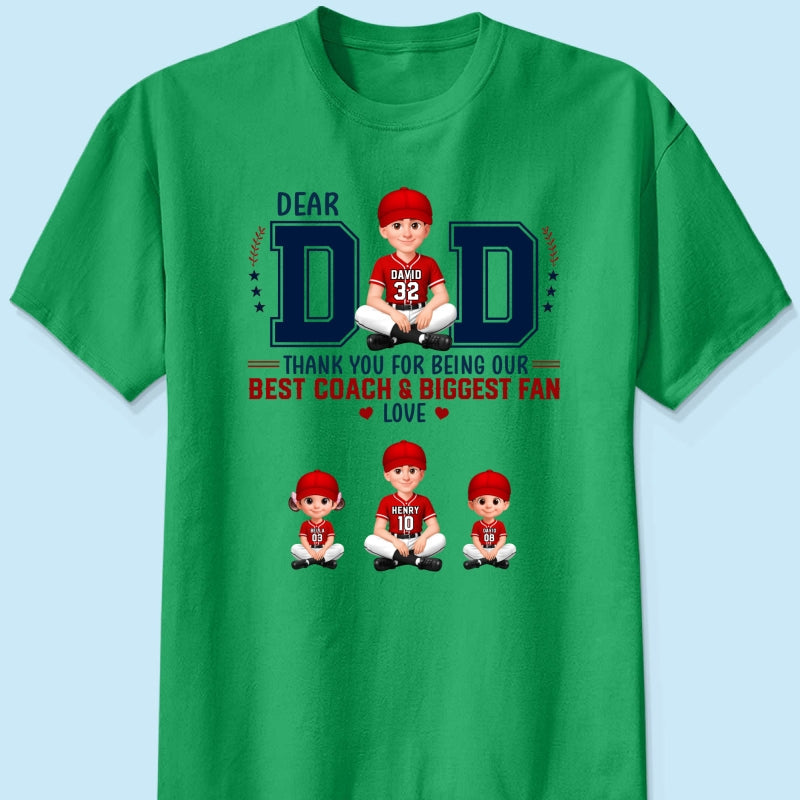 Baseball Dear Dad Thank You - Personalized Shirt - Father's Day Gift For Baseball Dad
