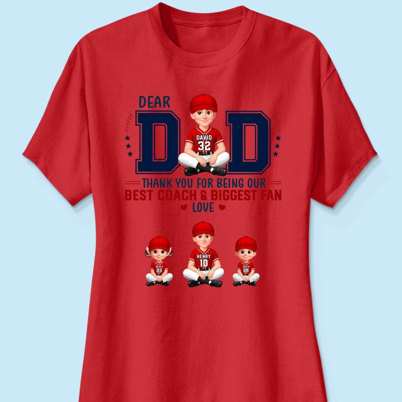 Baseball Dear Dad Thank You - Personalized Shirt - Father's Day Gift For Baseball Dad