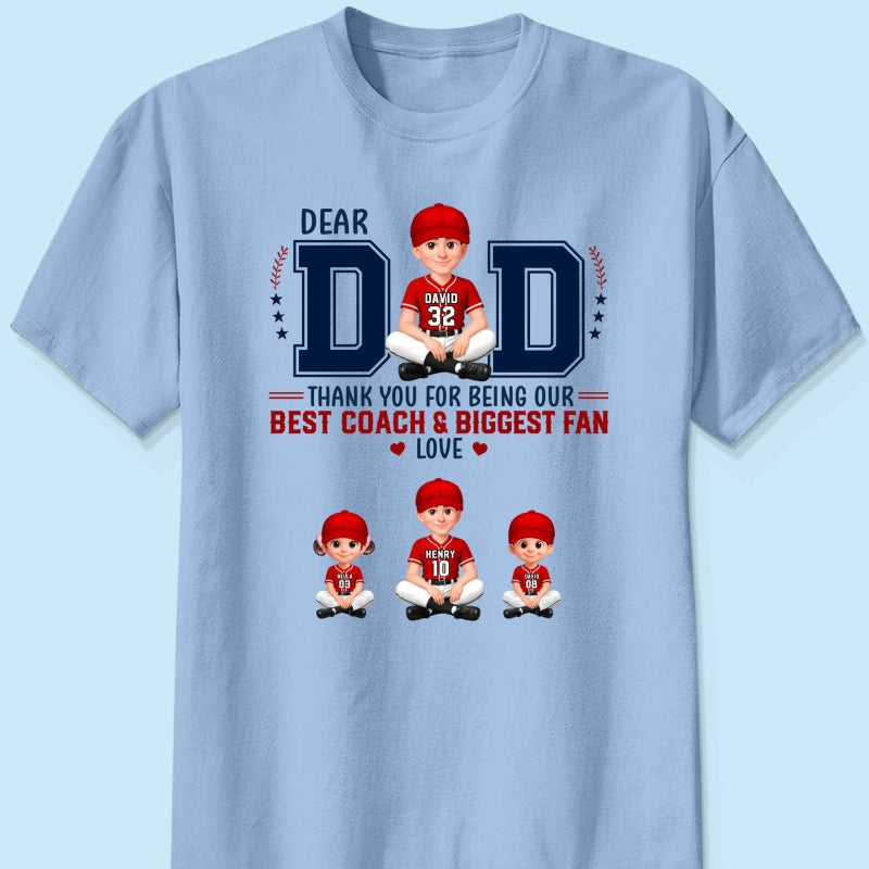Baseball Dear Dad Thank You - Personalized Shirt - Father's Day Gift For Baseball Dad
