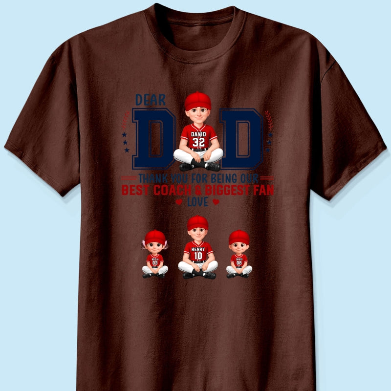 Baseball Dear Dad Thank You - Personalized Shirt - Father's Day Gift For Baseball Dad