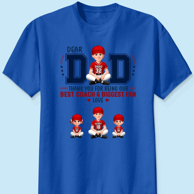 Baseball Dear Dad Thank You - Personalized Shirt - Father's Day Gift For Baseball Dad