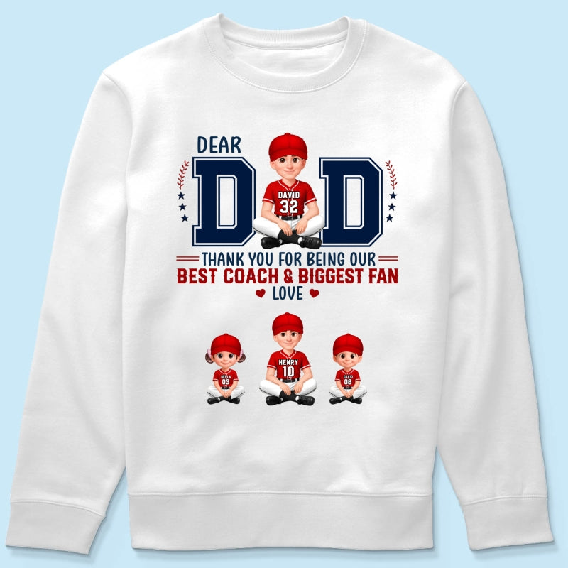 Baseball Dear Dad Thank You - Personalized Shirt - Father's Day Gift For Baseball Dad