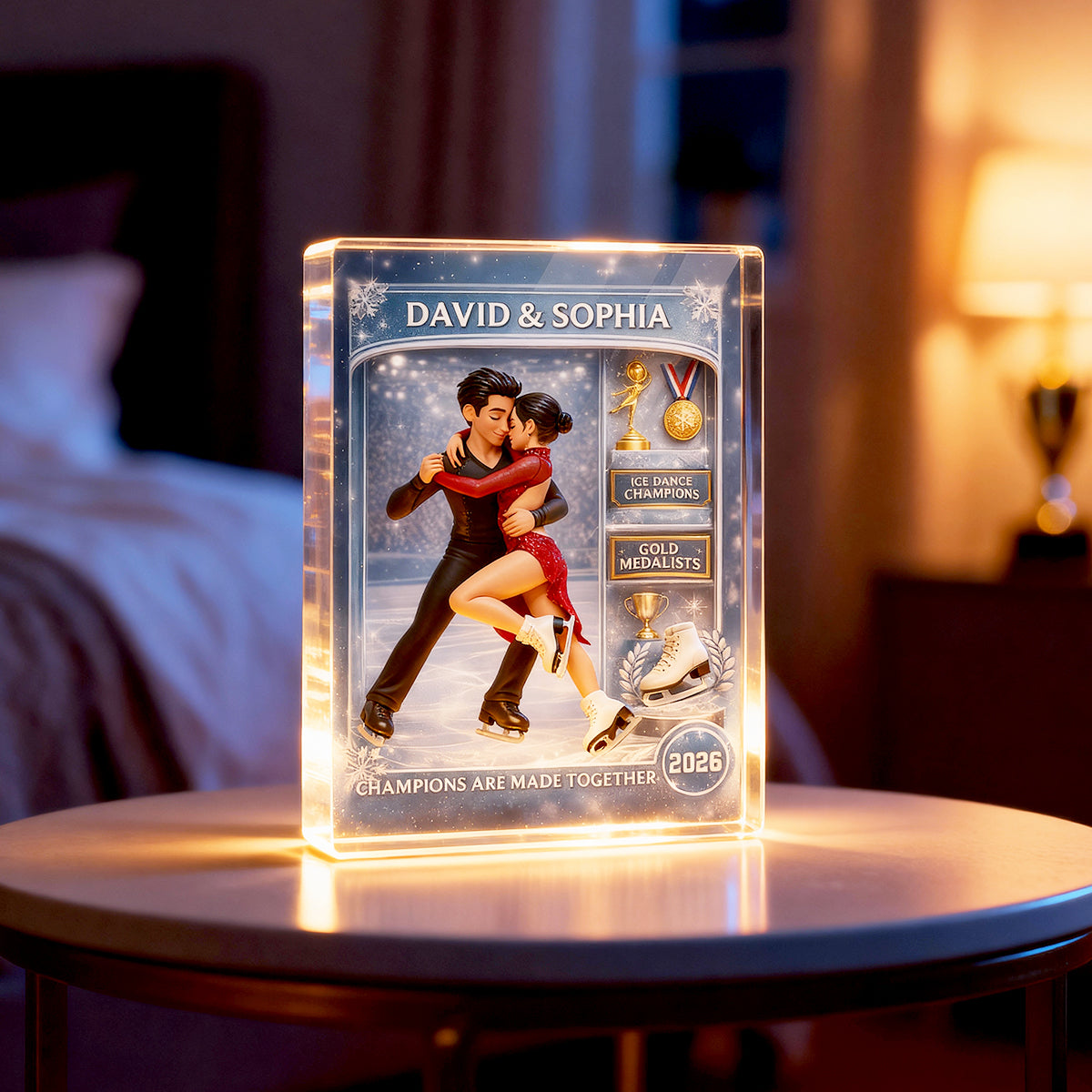 Figure Skating Couple Action Figure - Personalized Acrylic Block Plaque - Anniversary, Valentine's Day Gift, Gift For Him, Gift For Her