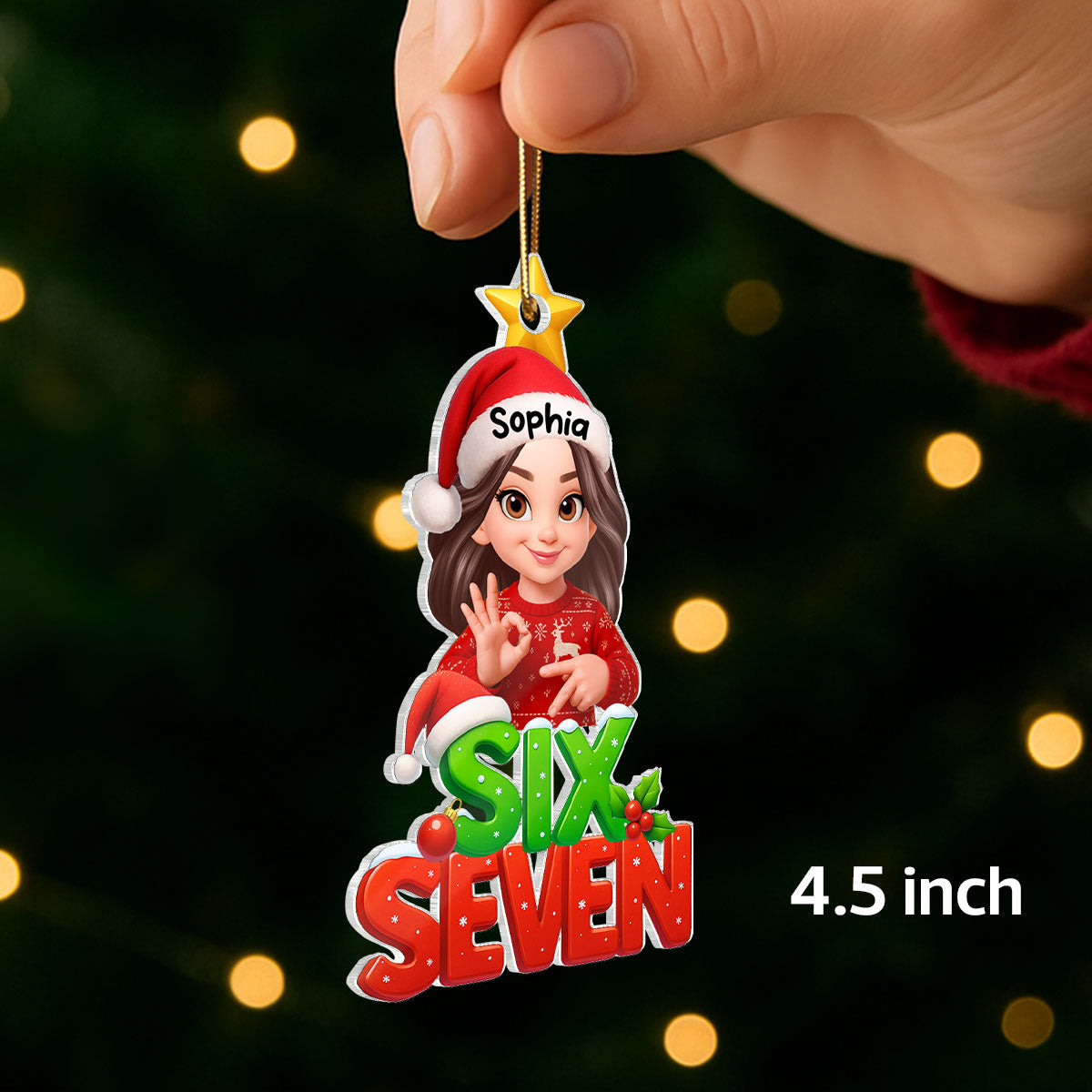 Funny Custom Six Seven 67 - Personalized Acrylic Ornament - Teen Slang Funny Tree Decor, Funny Teen Grandkid Gift