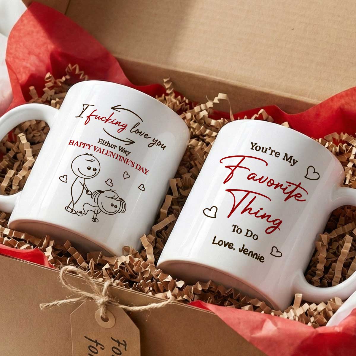 I Fcking Love You Funny Inappropriate Stick Couple - Personalized Mug - Valentine's Day Gift For Him, For Her